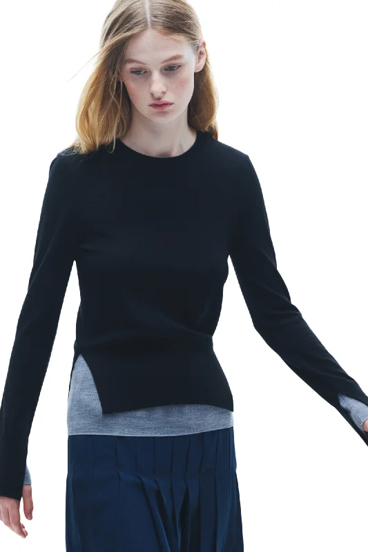 Saint Art Myra Layered Sweater in Black - Heather Grey