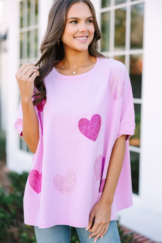 All The Love Lilac Purple Rhinestone Heart Top