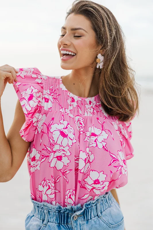 Clear Your Mind Pink Floral Blouse