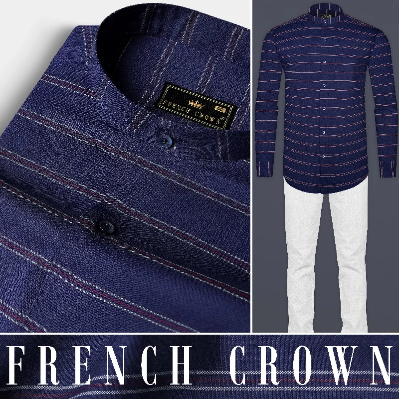 Martinique Blue Striped Royal Oxford Premium Cotton Shirt