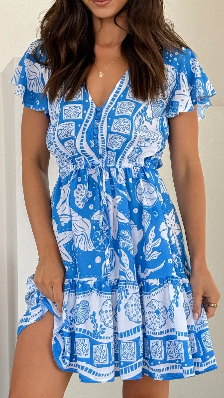 Keita Mini Dress - Blue / White