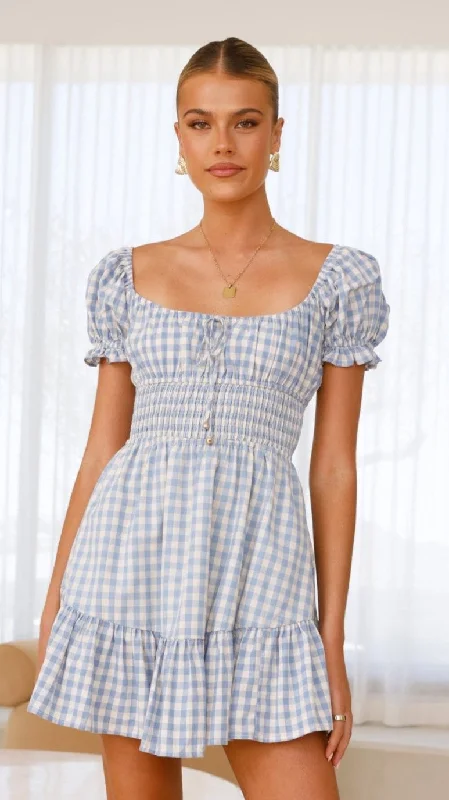 Kori Mini Dress - Blue Check