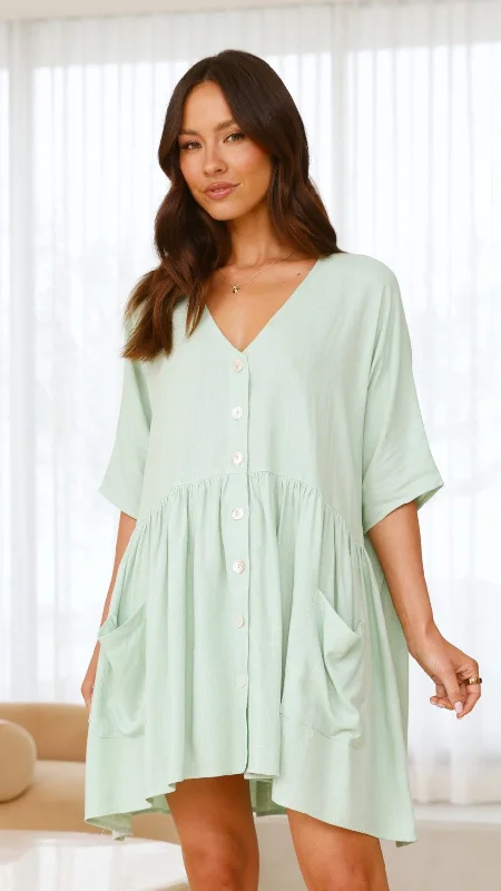 Leah Mini Dress - Sage