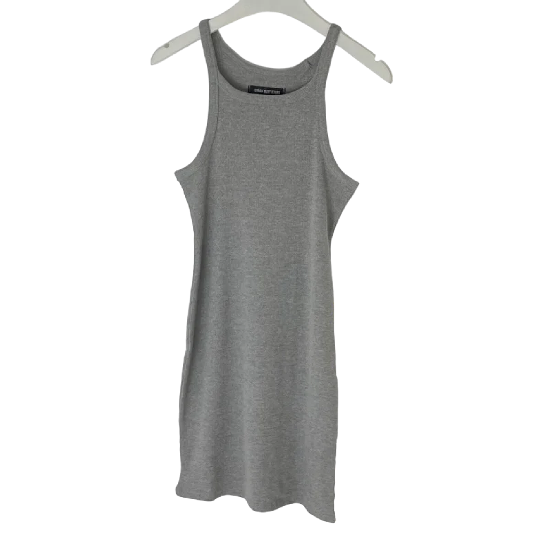 URBAN OUTFITTER GREY RIBBED MINI DRESS UK L