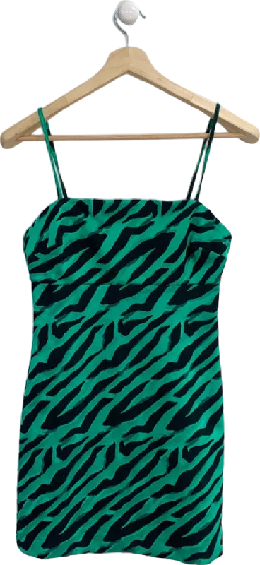 River Island Green & Black Zebra Print Mini Dress UK 10