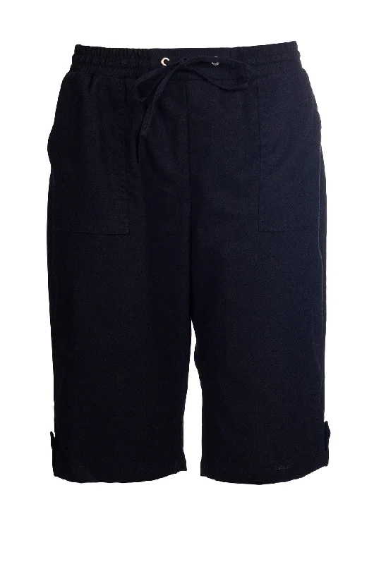 Cotton Linen Blend Shorts | Black | 6781A1