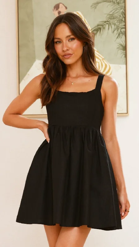 Stacey Linen Mini Dress - Black