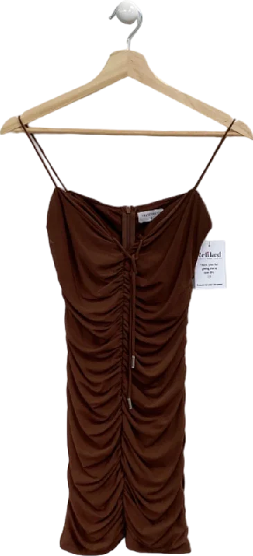 ThatsSoFetch Brown Ruched Mini Dress UK 6