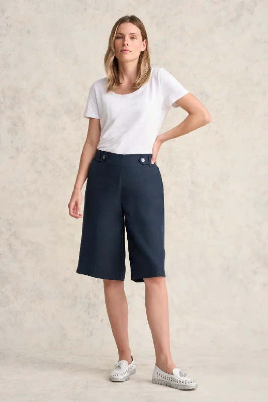 Waist Tab Linen Short - Ink