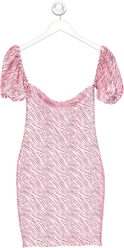 Wear To Be Seen Pink Puff Sleeve Mini Dress UK S