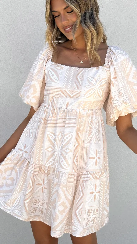 Yamin Mini Dress - Beige Summer