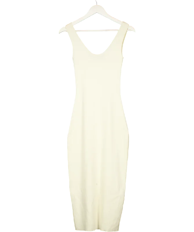 BOA Cream Heavy Ribbed Racer Maxi Dress UK XS