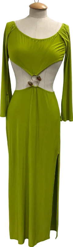 boohoo Green Molly Smith Cut Out Trim Detail Maxi Dress UK 10