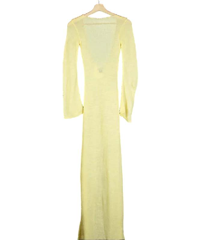 boohoo Yellow Petite Knit Maxi Beach Dress UK 10