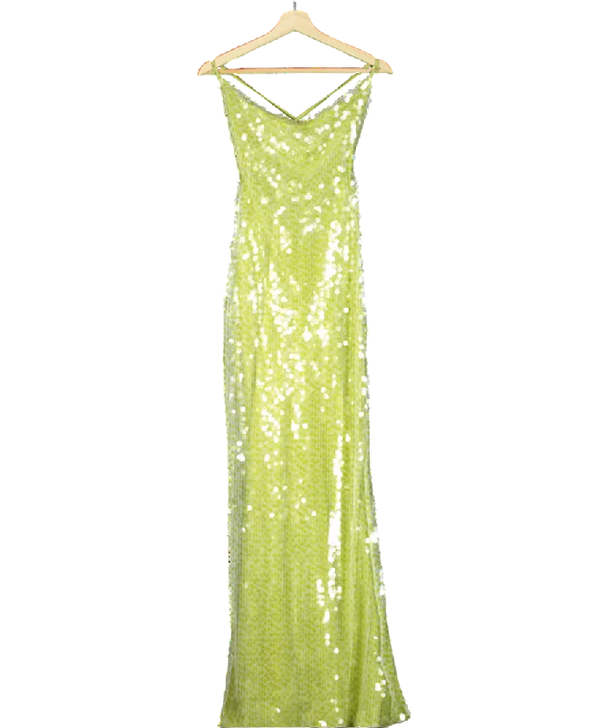 caramella Sequin Backless Maxi Dress In Emerald Green UK 8