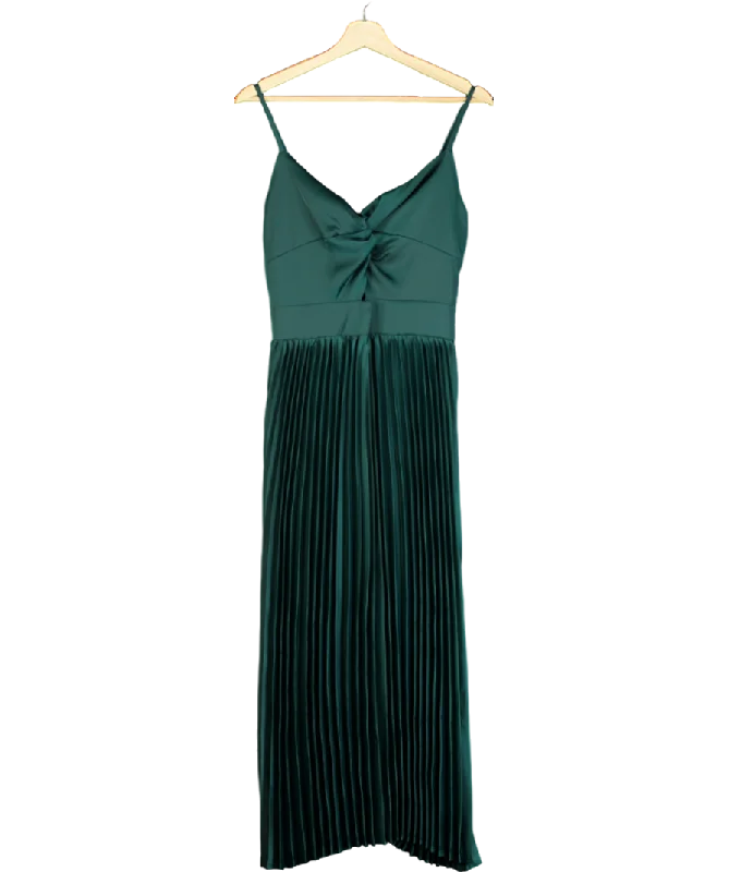 Cupshe Green Satin Evening Knot V-neck Maxi Dress UK S