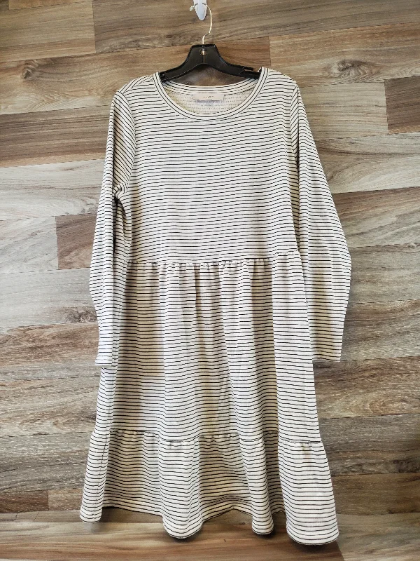 Dress Casual Midi By Loft In Striped Pattern, Size: L