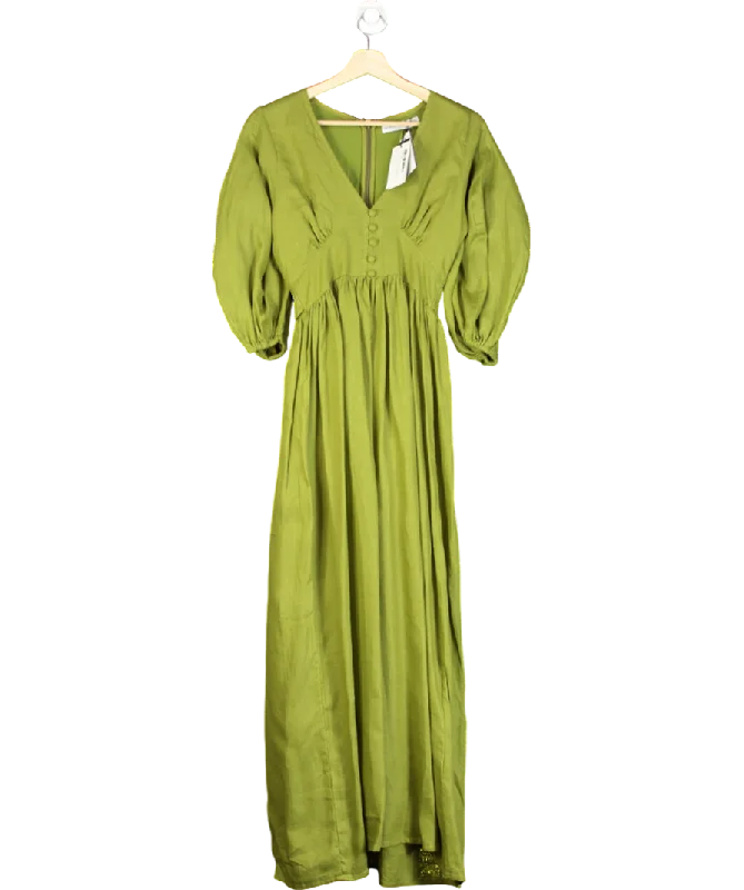 Faithful The Brand Green Clemente Linen Maxi Dress UK XS