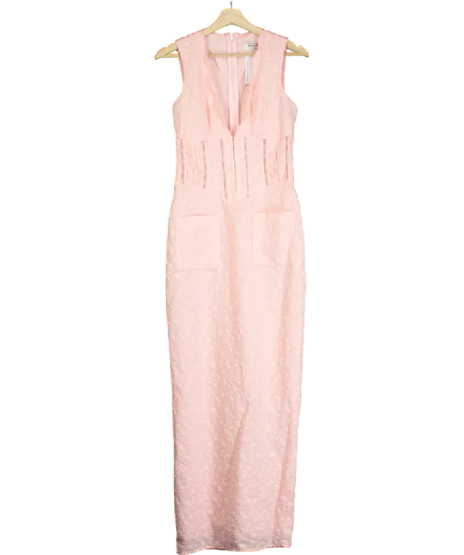 House of CB Pink Sophina Broderie-anglaise Woven Maxi Dress UK M