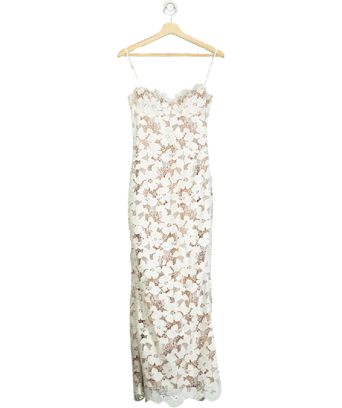 House of CB White Pearl Floral Embroidered Maxi Dress UK S