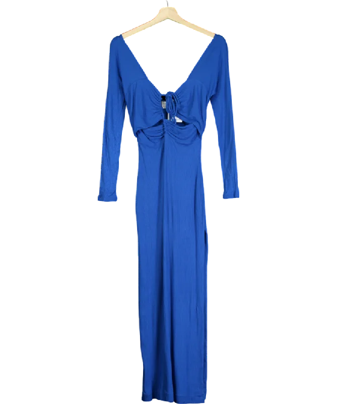 Lama Jouni Blue Cut Out Long Sleeve Maxi Dress UK S