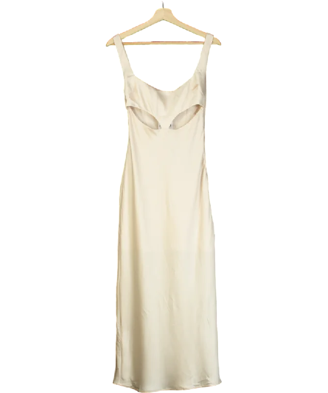 Meshki Cream Adorabsatin Cut Out Maxi Dress UK XS