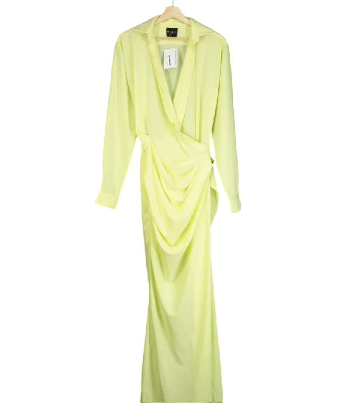 Mimii London Green Long Sleeve Drape Maxi Dress UK XS