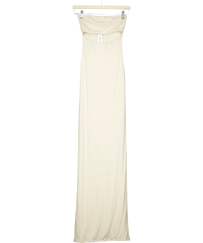 Naked Wardrobe Cream Smooth Cut Out Tube Maxi Dress UK 8