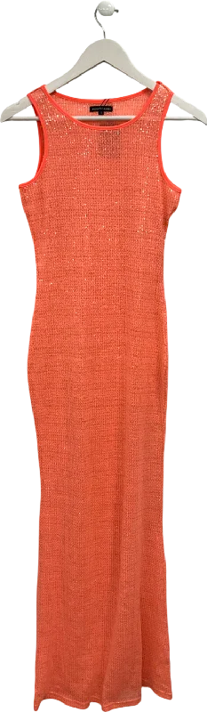 Noughts & Kisses Orange Cinzia Sheer Maxi Dress UK S