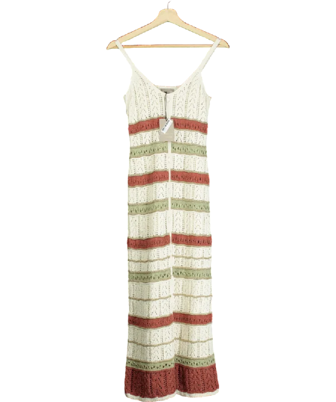 River Island Cream Knit Crochet Maxi Dress UK XS