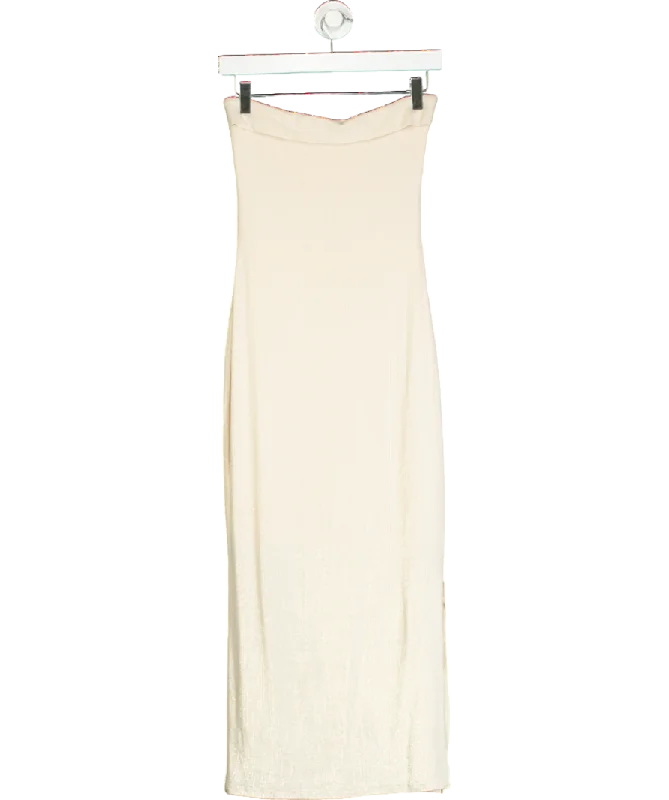 SDeer Cream Tube Maxi Dress UK S