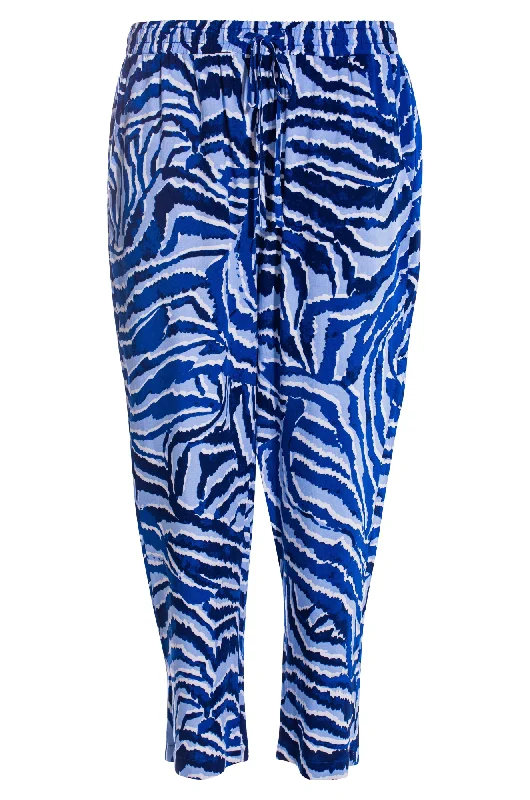 Printed Viscose Mid Calf Pants | Indigo Sky Abstract | 3369AR